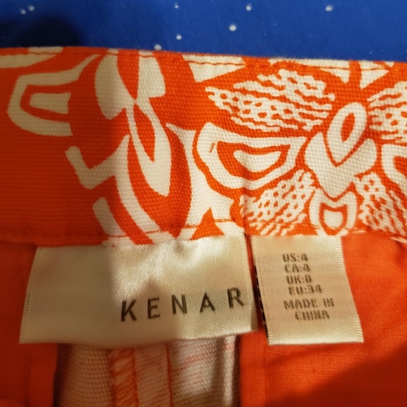 🍋🍋Kenar Orange & White Dress Shorts - Picture 3 of 4